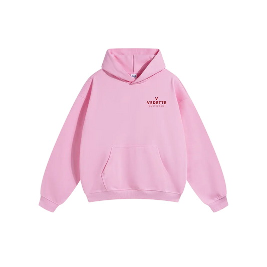 Pink Hoodie – Red Logo – Chest Only – Unisex Premium Fit