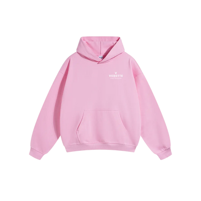 Pink Hoodie – White Logo – Chest Only – Unisex Premium Fit