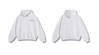 White Hoodie – Gray Logo – Chest Only – Unisex Premium Fit