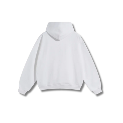 White Hoodie – Red Logo – Chest Only – Unisex Premium Fit